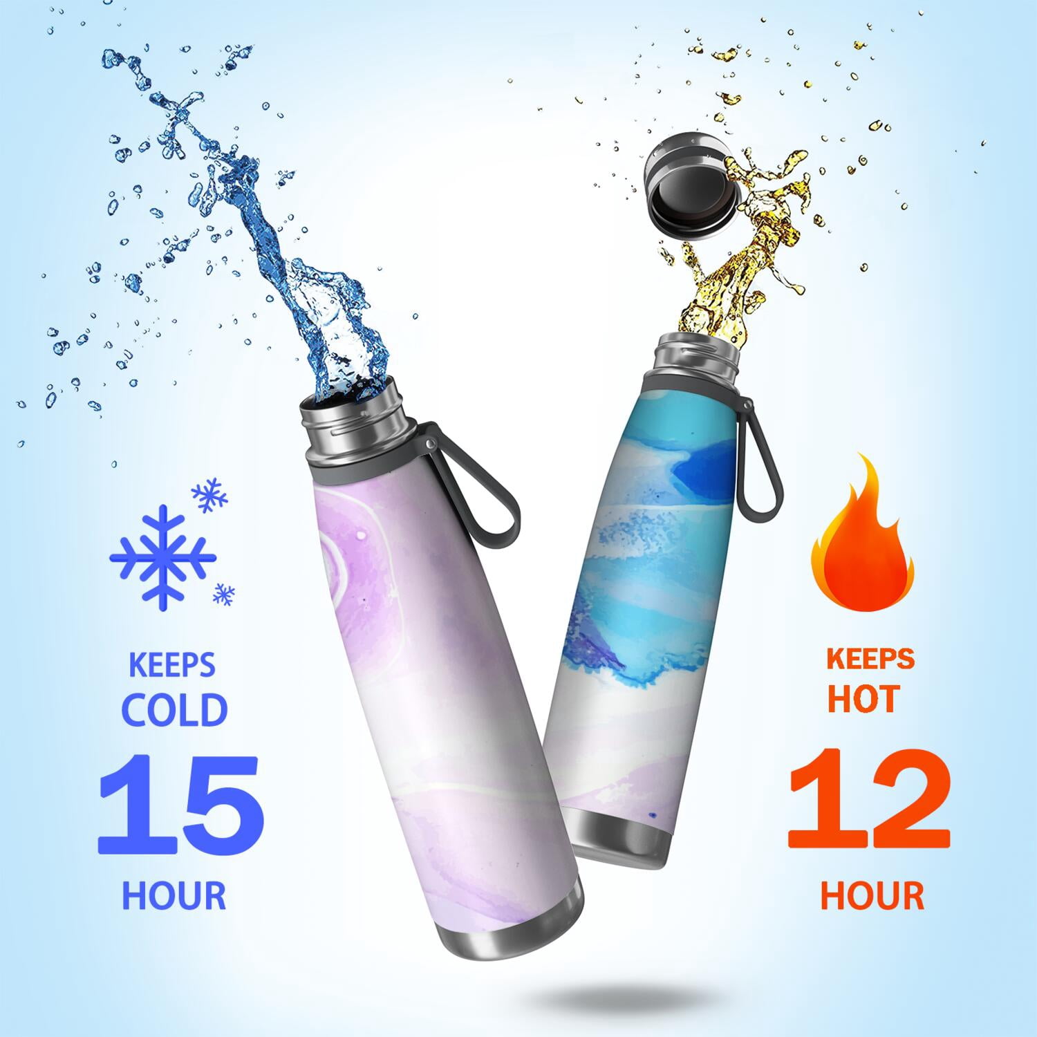 29oz Insulated Water Bottle with Tea Infuser, Stainless Steel Travel Mug, Liquid & Marble Print