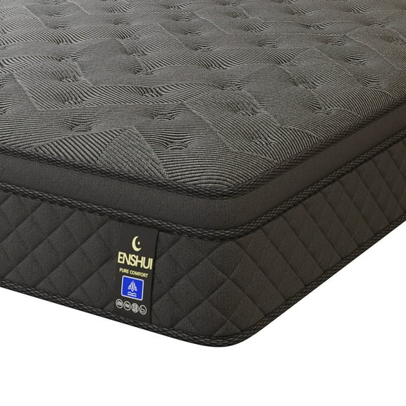 ENSHUI 12 Inch Twin Mattress Gel Memory Foam & Pocketed Coil, CertiPUR-US Certified, 100-Night Trial, Gray