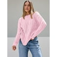 thumbnail image 2 of Trendy Queen Women's Oversized Cable Knit Crewneck Sweaters, 2 of 5