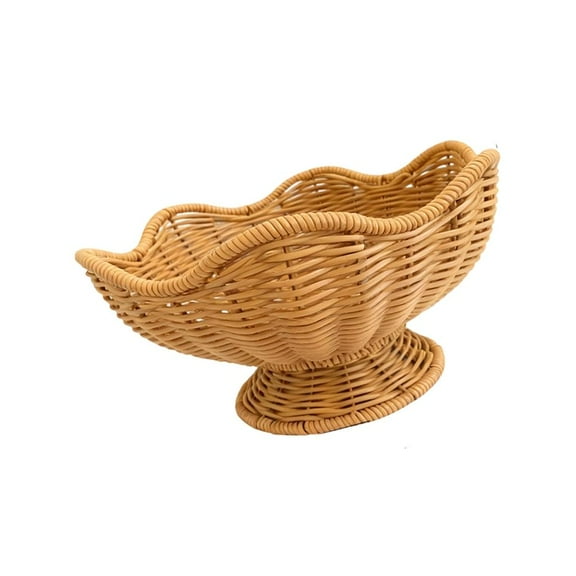 MOMOJIA Elegant Flower Pattern Serving Bowl Round Woven Fruit Basket for Kitchen Counter