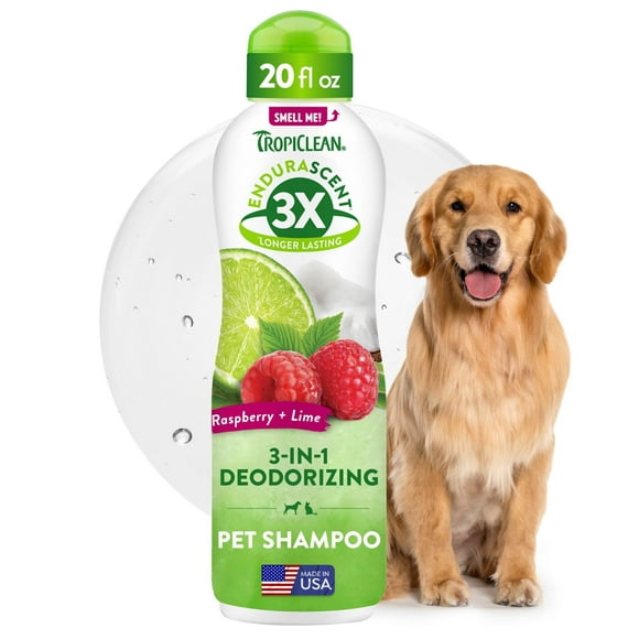 Champú para Perros TropiClean 3 en 1 Desodorante Frambuesa Lima 591 ml
