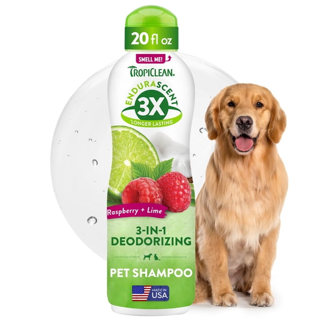 Champú para Perros TropiClean 3 en 1 Desodorante Frambuesa Lima 591 ml