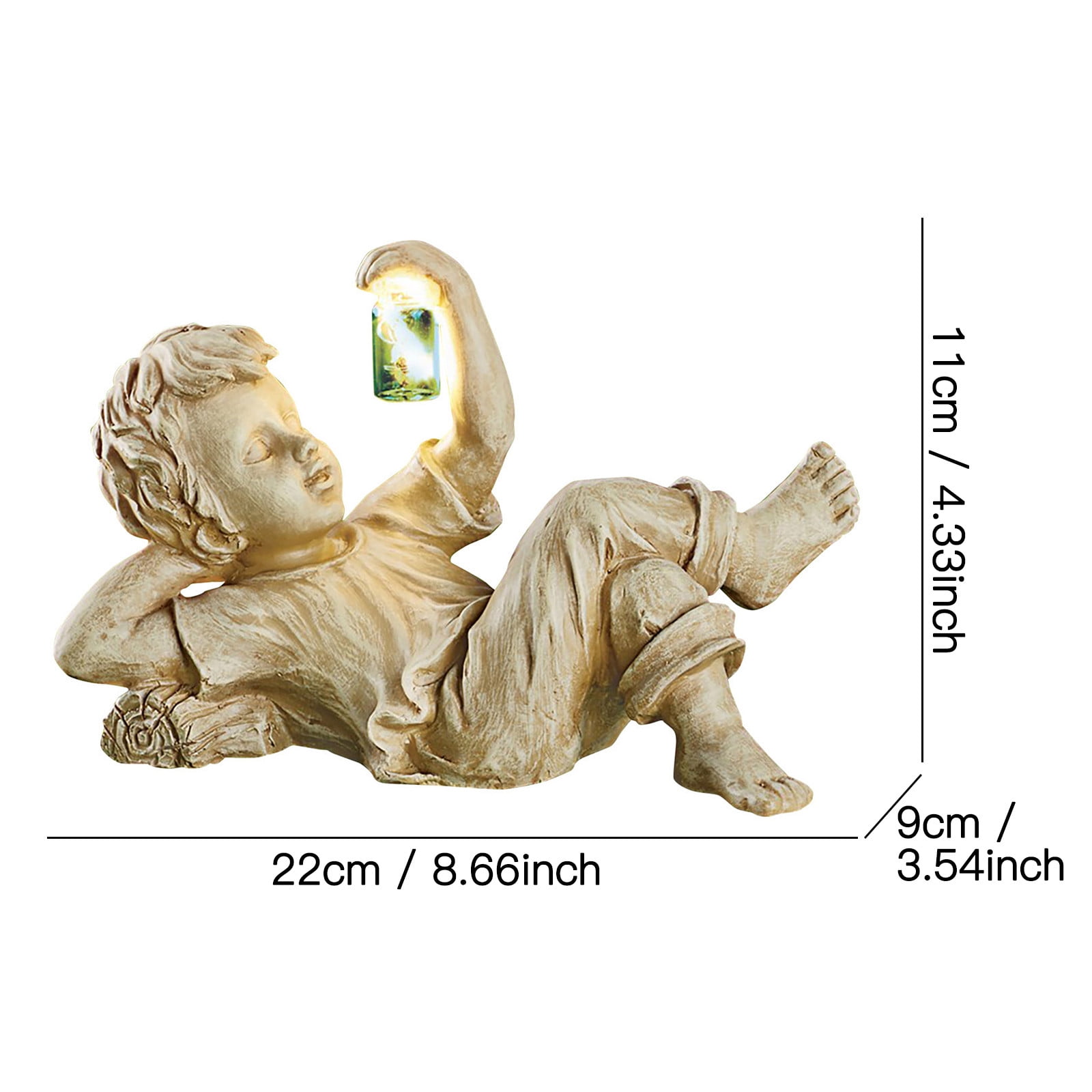 SRstrat Solar Garden Statues Outdoor,Firefly jar,Garden Children Boy Girl Statue Outdoor Sculpture Decor Boys and Girls for Outdoor Garden Decoration