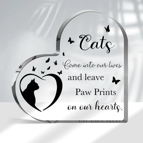 Cat Bereavement Gifts, Cat Remembrance Gift, Cat Loss Gifts, Memory of Cat, Passing Away Gifts, Cat Sympathy Memorial Heart Shaped Acrylic Decor Sign, Sympathy Gifts for Loss of Cat