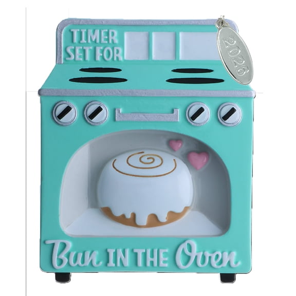 Expecting Ornament, Pregnant Christmas Ornament - Cute and Funny Bun in The Oven Design - Can Be Personalized at Home, Comes in a Gift Box