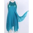 thumbnail image 4 of YiZYiF Girls Shiny Sequins Leotard Dress Irregular Hem Ballet Dance Skating Costume, 4 of 7