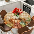 thumbnail image 2 of Orange Plaid Pumpkins Fall Thanksgiving Fitted Tablecloth with Elastic Edged, Round Table Cloth for Dining Table, Maple Leaf Rustic Waterproof Oil Proof Table Cover for Indoor Outdoor 45"-54", 2 of 9