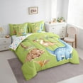thumbnail image 3 of Manfei Kids Kawaii Dinosaur Bedding Comforter Set 7-Piece, Rustic Flower Plant King Bedding Sets, Green Cute Cartoon Reversible Bed Sheets, Microfiber Bedroom Decor, 3 of 7