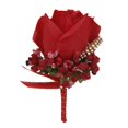 thumbnail image 1 of Boutonniere Ramillete de flores Broche Cristal Hombres Boda Novio Novia Joyería Joya Flores Moda Seda Rosa Abordar Rojo Magideal Boutonniere Ramillete de flores, 1 of 7