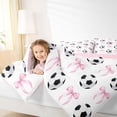 thumbnail image 3 of Erosebridal Pink Ribbon Bowknot Twin Comforter Sets For Bow Girl,Cartoon Soccer Pattern Ball Sport Theme Bedding Set,Reversible Pink 2-Piece, 3 of 7