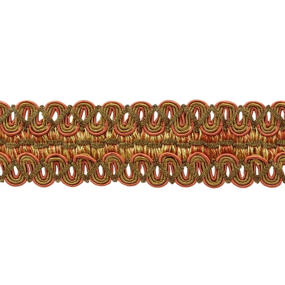 2" (5cm) Wide Noblesse Collection Vintage Gimp Braid Trim # 0200HG, Rust Medley #07H (Copper, Olive Green) Sold By The Yard (36"/3 ft/0.9m)