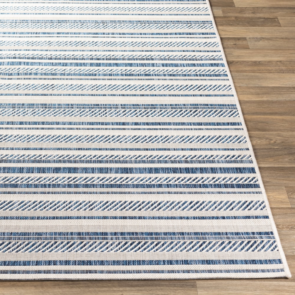 Livabliss Outdoor Rugs, 5x8 Eagean Global Blue Area Rug for Patio, Porch, Deck, Backyard, Waterproof Indoor Outdoor Carpet (5'3" x 7'7")