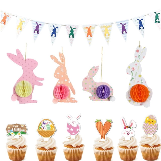 Decoraciones De Pancartas De Pascua Happy Easter Bunny Bunting Garland Decoración De Pascua Decoración De Fiesta En Casa Favores sonducket HA034768-00