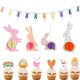 thumbnail image 1 of Decoraciones De Pancartas De Pascua Happy Easter Bunny Bunting Garland Decoración De Pascua Decoración De Fiesta En Casa Favores Serendint HA034768-00, 1 of 6