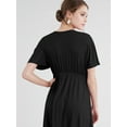 thumbnail image 4 of Made by Johnny Women's Airy Short Sleeve Kimono Style Deep V Neck Dress Top S-3XL Plus Size M BLACK, 4 of 6