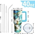 thumbnail image 2 of 40 Oz Sea Turtle Tumbler with Handle and Lid Straw, Blue Marble Stainless Steel Travel Cups, Turtle Lover Gifts for Women Men (1PC), 2 of 6