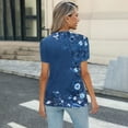 thumbnail image 6 of GaThRRgYP Womens Blouses Plus Size,Women's New Short Sleeve Round Neck Cover Casual Pleated Tunic Top Curved Hem Printed Fashion Top Dark Blue XXL, 6 of 6
