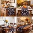 thumbnail image 6 of Pink Pumpkins Fall Cotton Linen Rectangle Table Runners 13"x48", Autumn Thanksgiving Botanical Black Coffee Table Runner Dresser Scarves Luxury Table Runners for Wedding Party Banquet Dinner Decor, 6 of 8