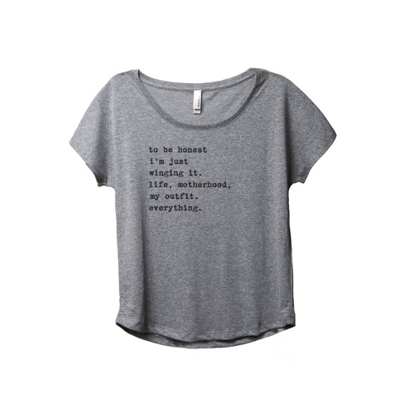 Winging It Motherhood Women's Fashion Slouchy Dolman T-Shirt Tee Heather Grey Medium