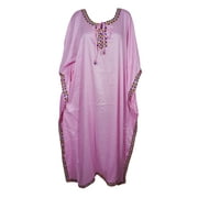 Mogul Womens Maxi Caftan Rayon Kimono Loungewear Holiday Baby Pink Evening Dress Cover Up Sleepwear Nightwear House Dress