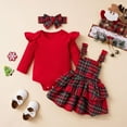 thumbnail image 2 of Gubotare Baby Girl Outfit Sets Baby Girl Outfits Ruffle Long Sleeve Romper Suspender Dress Fall Winter Clothes 0 3 6 9 12 18 24 Months (Red,0-3 Months), 2 of 9