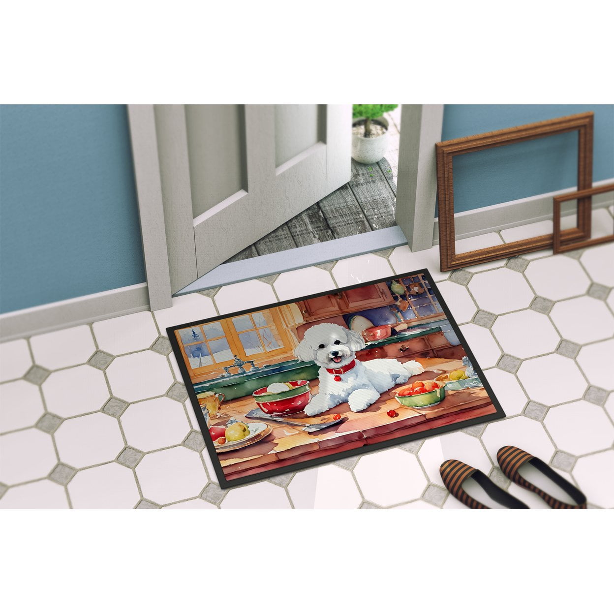 Carolines Treasures DAC3736MAT 18 x 27 in. Unisex Bichon Frise Christmas Cookies Doormat