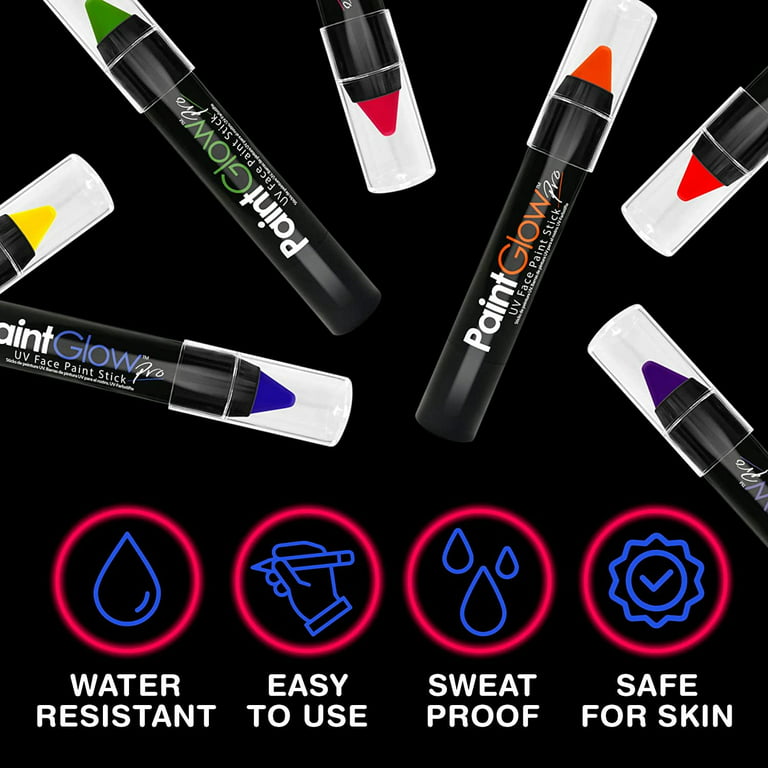 UV Face & Body Glow Paint Stick Pro - Set of 8 Glow in the Dark