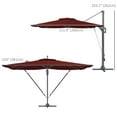 thumbnail image 3 of Outsunny Parasol Déporté 10 Pieds x 13 Pieds avec Sangles Coupe-Vent, Rouge, 3 of 10