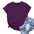 thumbnail image 6 of ADSSDQ Womens Short Sleeve Tops Summer T Shirts Round Neck Causal Fashion Basic Tee Loose Fit Blouses Dark Purple XL, 6 of 7