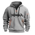 thumbnail image 3 of Sudadera con capucha de marca para hombre, cremallera multibolsillos, color rojo, estilo casual, sudadera con capucha de talla europea, zapatos de moda para primavera y otoño, 3 of 4