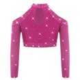 thumbnail image 3 of iiniim Girls Sequin Rhinestones Crop Top Cold Shoulder Long Sleeve Sparkle Tee Hip Hop Jazz Dance Shirt Hot Pink 8, 3 of 7