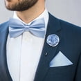thumbnail image 2 of Dusty Blue Bow Ties for Men Pre-tied Silk Bowtie and Pocket Square Cufflinks Lapel Pin Set Tuxedo Wedding Party 4PCS, 2 of 5