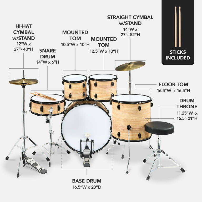 BIMORE 5点セット Best Choice Products 5-Piece Beginner Drum Set w/ Snare, Bass