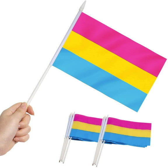 Anley Pansexual Pride Miniature Flag 5x8 inches Handheld Stick Flag (1 Dozen)