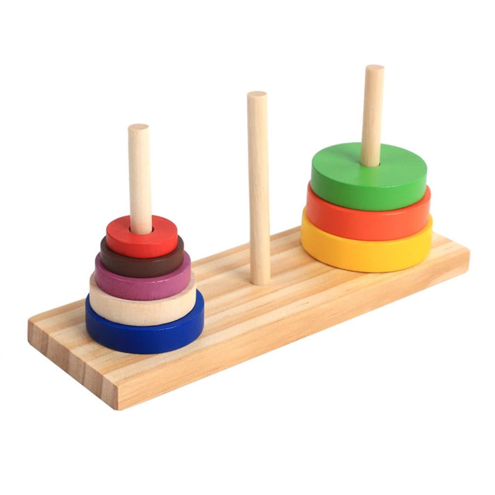 Wooden Puzzle Stacking Tower Of Hanoi Kid Mathematical Educational Toys N#S7 