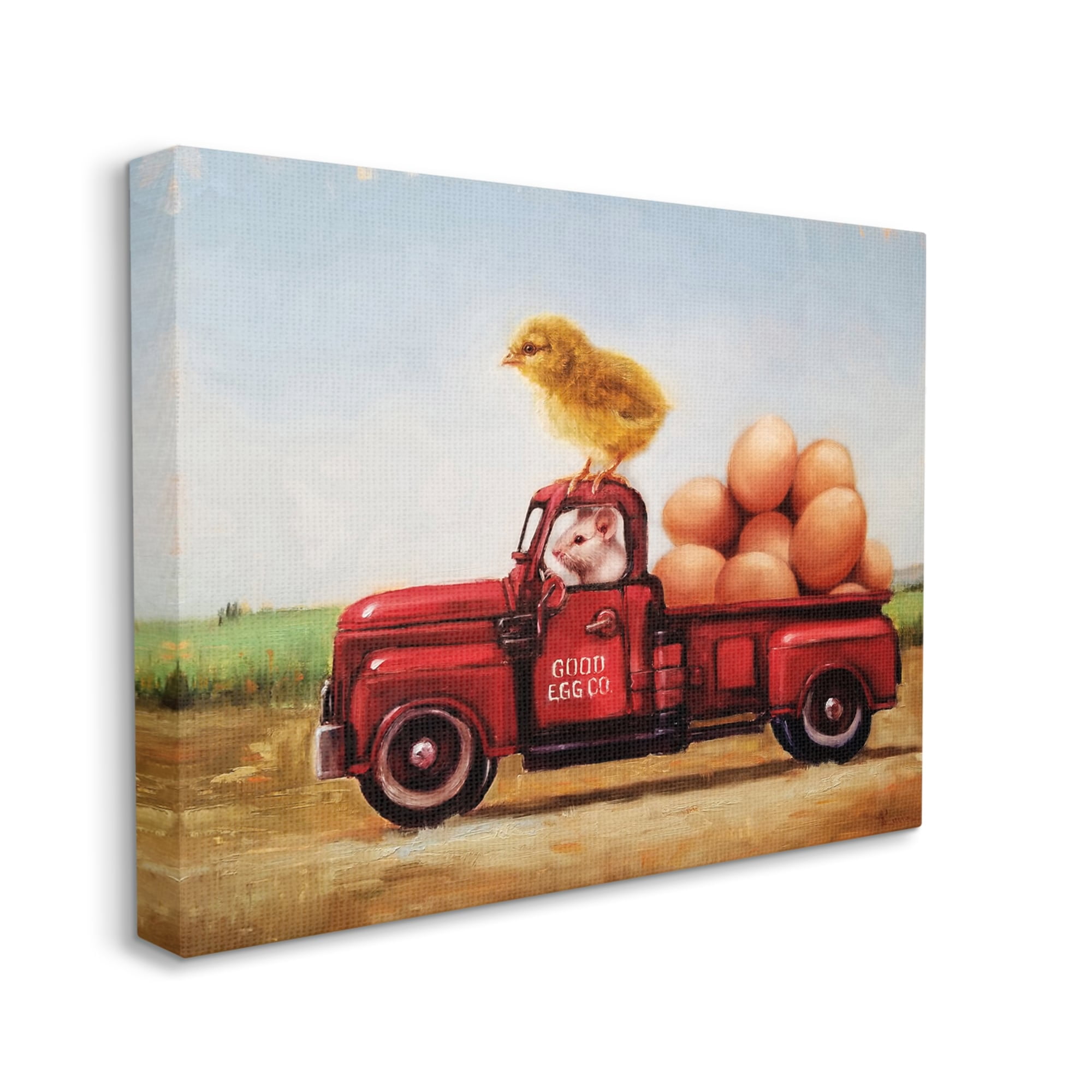 Stupell Industries Chick & Mouse Farm Egg Truck Animals & Insects Painting Gallery Wrapped Canvas Print Wall Art