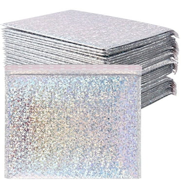 ZEONHAK 30pcs 15.7 x 11.8 Inch Holographic Bubble Mailers, Metallic Bubble Mailers, Poly Padded Envelopes for Shipping
