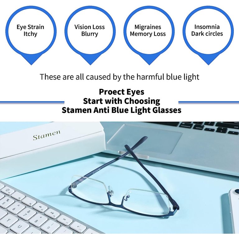 Blue Light Blocking Glasses - Purple Dual AR Coating Lens, Anti-Eyestrain Computer Gaming Glasses For Women & Men