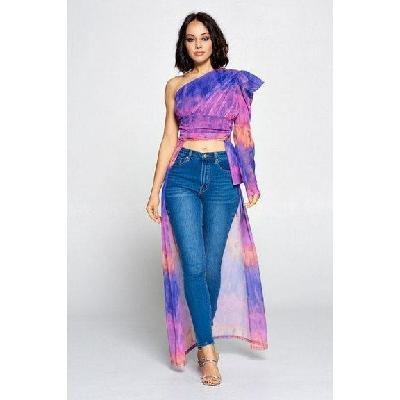Tie Dye One Shoulder Top S