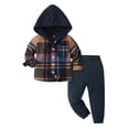 thumbnail image 5 of Stamzod Boys Sweatsuit Set 2 Piece Long Sleeve Flannel Plaid Shirt Hoodie and Jogger Pants Fall Winter 12 Month Boy Clothes Multicolor Y 70, 5 of 7