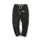 thumbnail image 1 of Pantalones largos de algodón para hombre, con cordón ajustable, informales, de color liso, lavados, de pierna recta, para exteriores, de algodón, 1 of 9