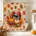 thumbnail image 4 of Orange Pumpkin Shower Curtain, Waterproof Shower Curtains for Bathroom, Fall Thanksgiving Maple Leaf Rugby Rustic Washable Fabric Bathtub Curtain Set Bath Decor with 12 Hooks Stall 36"x72", 4 of 8