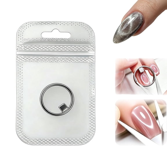 New Ring-Shaped Cat Eye Magnet for Nails, Strong Dual Y & Wide Beam French Magnet Tool, Portable Hollow Circular Nail Magnet for DIY Manicure, Beginners & Nail Artists