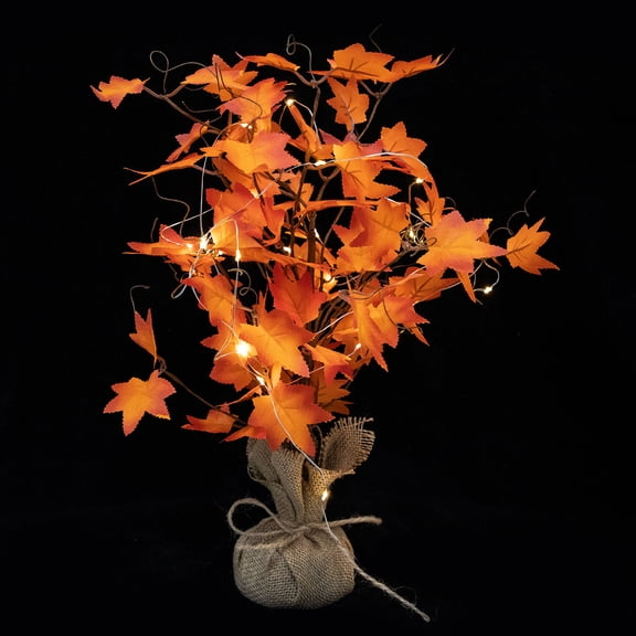 WEUVEB Red Leaf Branch Light Ornament Battery Operated Tsgiving Tree Lamp