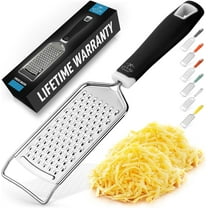 Zulay Kitchen Professional Cheese Grater Stainless Steel - Durable Rust-Proof Metal Lemon Zester Grater With Handle - Flat Handheld Grater For Cheese, Chocolate, Spices, And More