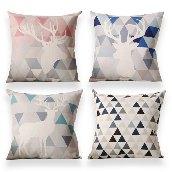 Decorative Throw Pillow Covers Set of 4 Blue Throw Pillow Covers 18x18 Inch Linen Square Throw Pillow Covers Modern Throw Pillow Covers for Sofa Living Room