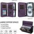 thumbnail image 2 of ELEHOLD Crossbody Wallet Case for iPhone  Air, Shockproof Heavy Duty Luxury PU Leather Flip RFID Blocking Card Slots Shock-Absorbent Protective Cover with Shoulder Strap ,Purple, 2 of 8