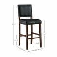 thumbnail image 3 of Linon Brook 30" High Back Bar Stool, Rustic Cherry/Black Faux Leather, 3 of 11