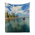 thumbnail image 1 of Illinois Soft Flannel Fleece Blanket, Lake Michigan Scenery with a Yacht Downtown Chicago Skyline Panoramic Landscape, Cozy Plush for Indoor and Outdoor Use, 50" x 70", Multicolour, by Ambesonne, 1 of 6