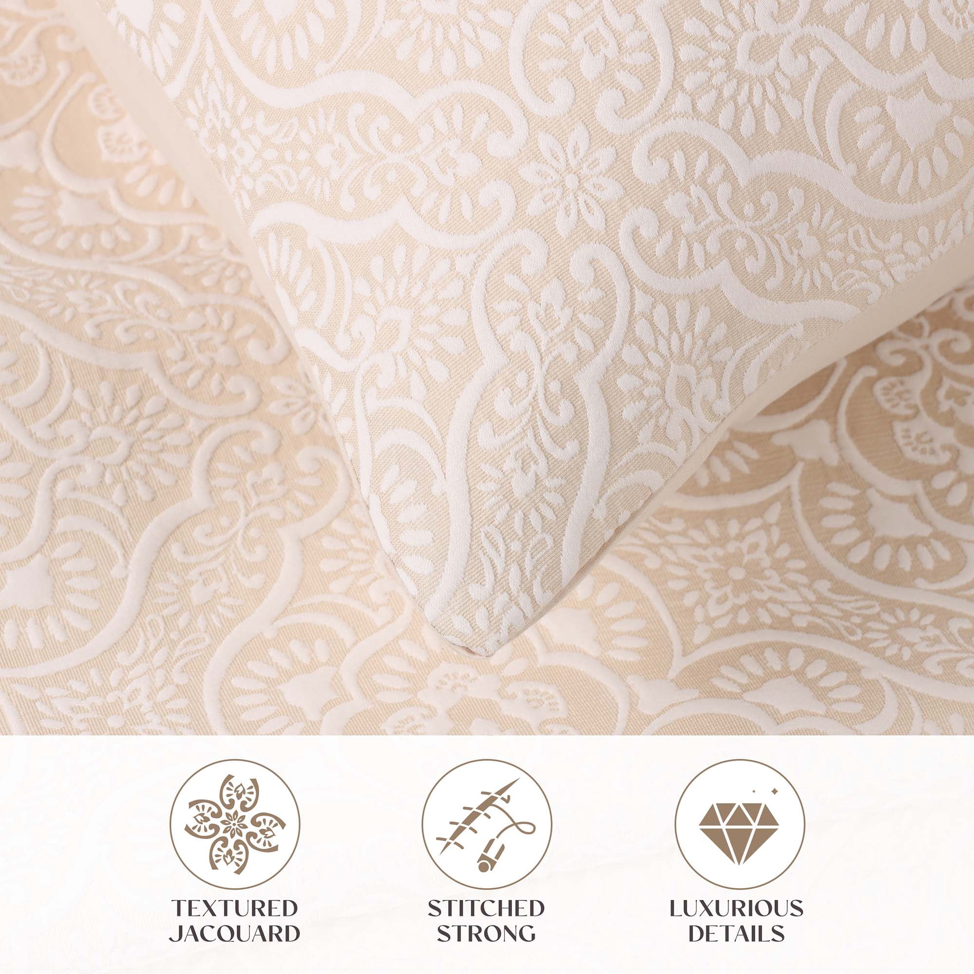 Superior Enzy Floral Matelasse Bedspread and Sham Set, 3-Piece Soft Textured Jacquard Bedspreads, California King, Ivory